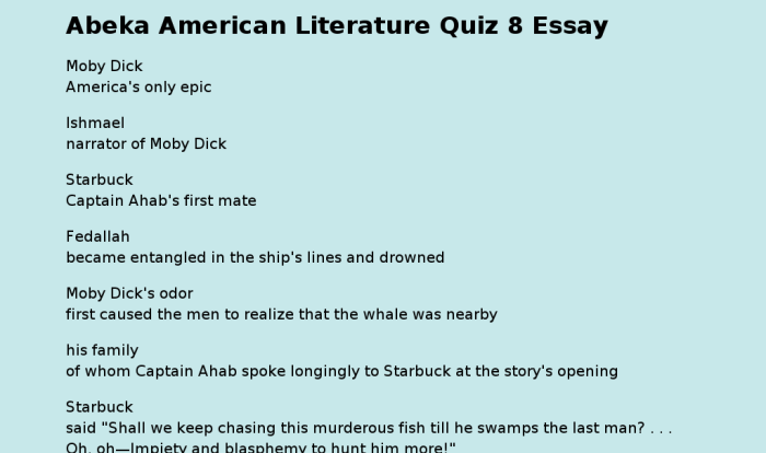 Abeka american literature test 6