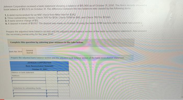 Receive bank statement showing bank service charge