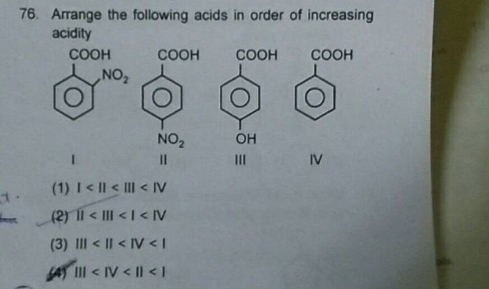 Arrange the compounds in order of increasing acidity